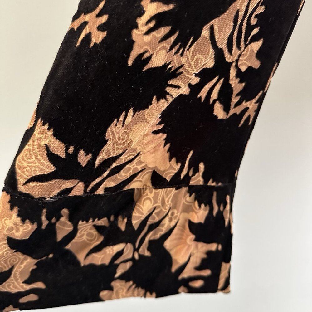 Zara Womens Velvet Burnout Button Down Blouse Size Small Hippie Bell Sleeve - Picture 6 of 6